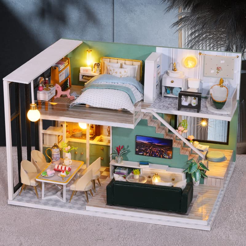ミニチュアドールハウス Amazon | GuDoQi DIY ミニチュア ドールハウス キット 1:24スケール